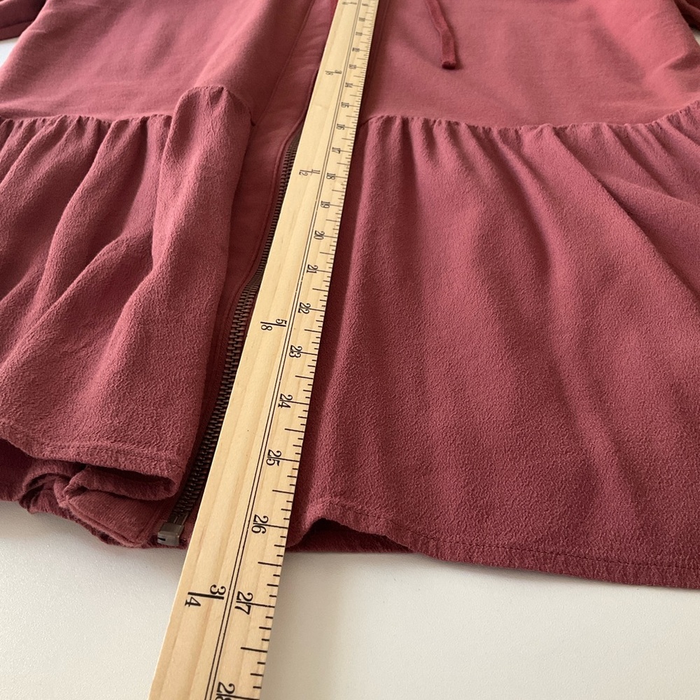 LOGO by Lori Goldstein Dusty Rose Hooded Zip‑Front Top - Picture 7 of 9